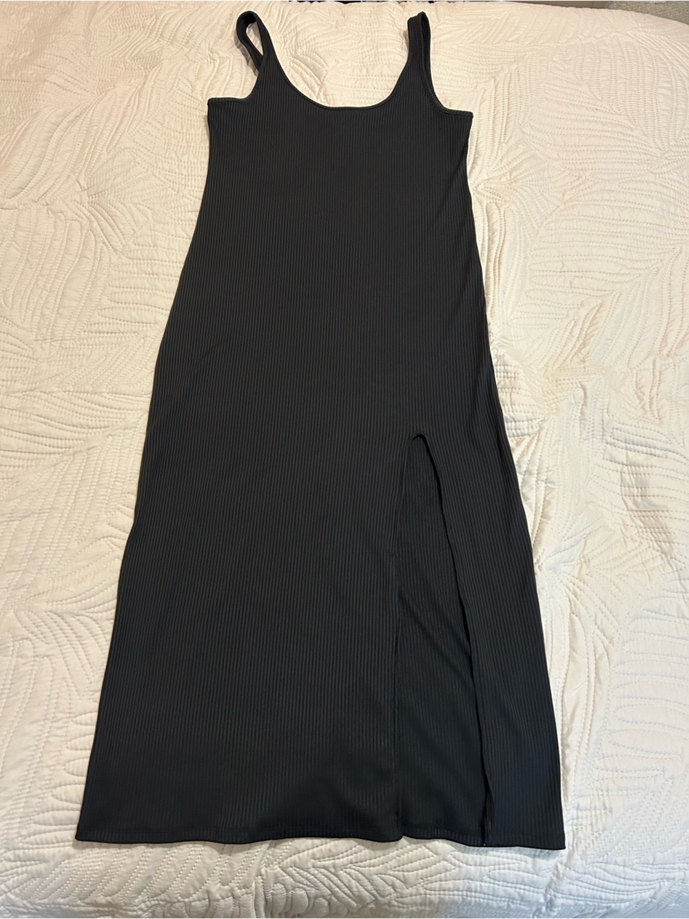 Sleek Ribbed Black Tank Dress Size M